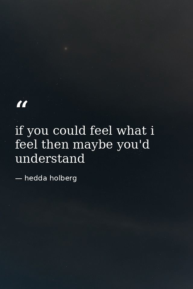 if you could feel what i feel then maybe you'd understand — hedda holberg