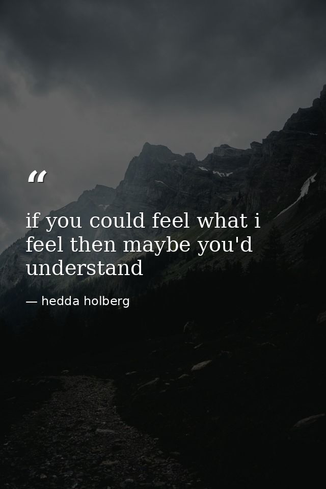 if you could feel what i feel then maybe you'd understand — hedda holberg