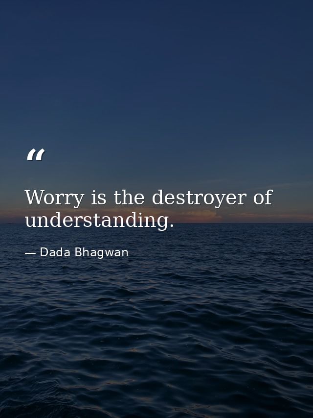Worry is the destroyer of understanding. — Dada Bhagwan