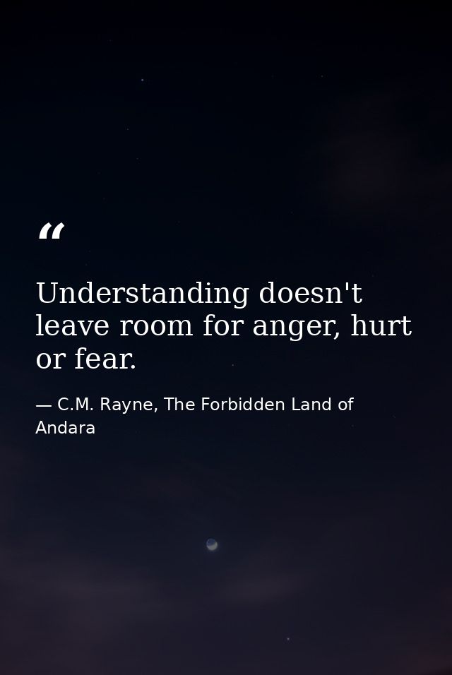 Understanding doesn't leave room for anger, hurt or fear. — C.M. Rayne, The Forbidden Land of Andara