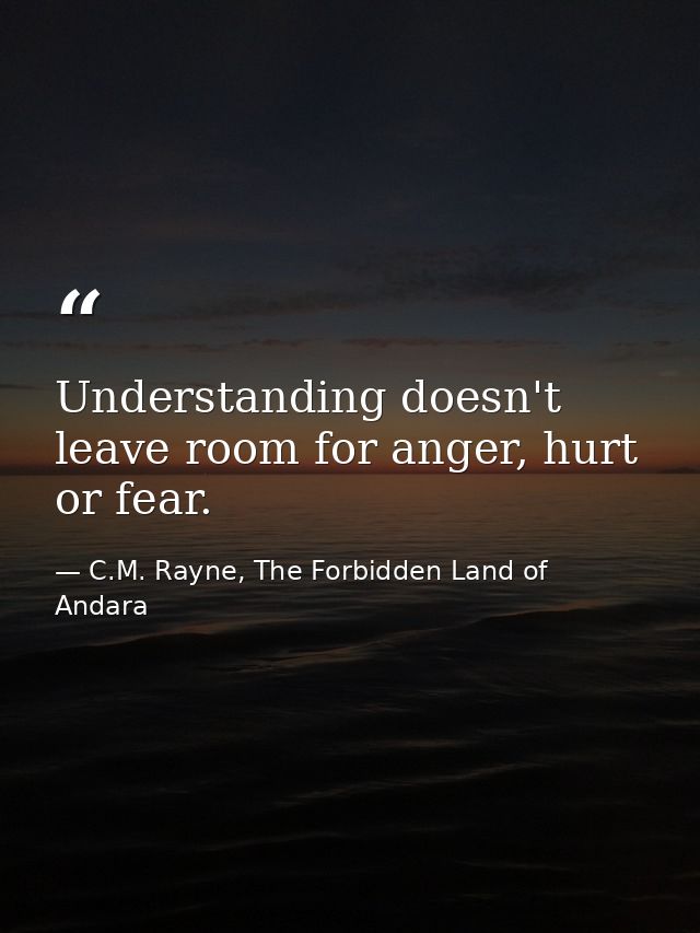 Understanding doesn't leave room for anger, hurt or fear. — C.M. Rayne, The Forbidden Land of Andara