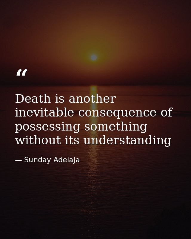 Death is another inevitable consequence of possessing something without its understanding — Sunday Adelaja