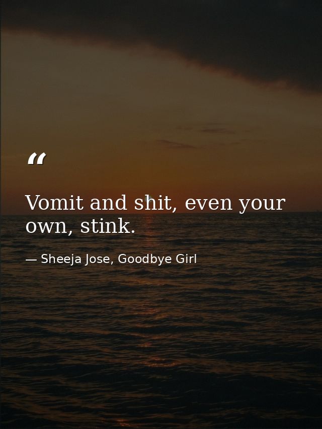 Vomit and shit, even your own, stink. — Sheeja Jose, Goodbye Girl