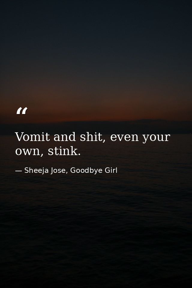 Vomit and shit, even your own, stink. — Sheeja Jose, Goodbye Girl