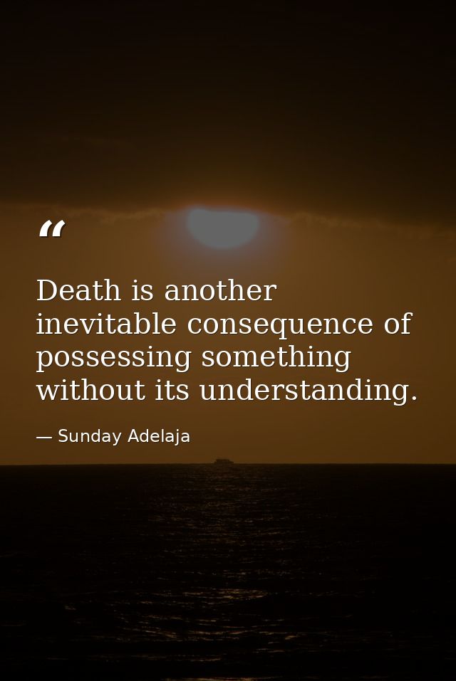 Death is another inevitable consequence of possessing something without its understanding. — Sunday Adelaja