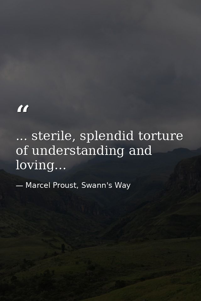 ... sterile, splendid torture of understanding and loving... — Marcel Proust, Swann's Way
