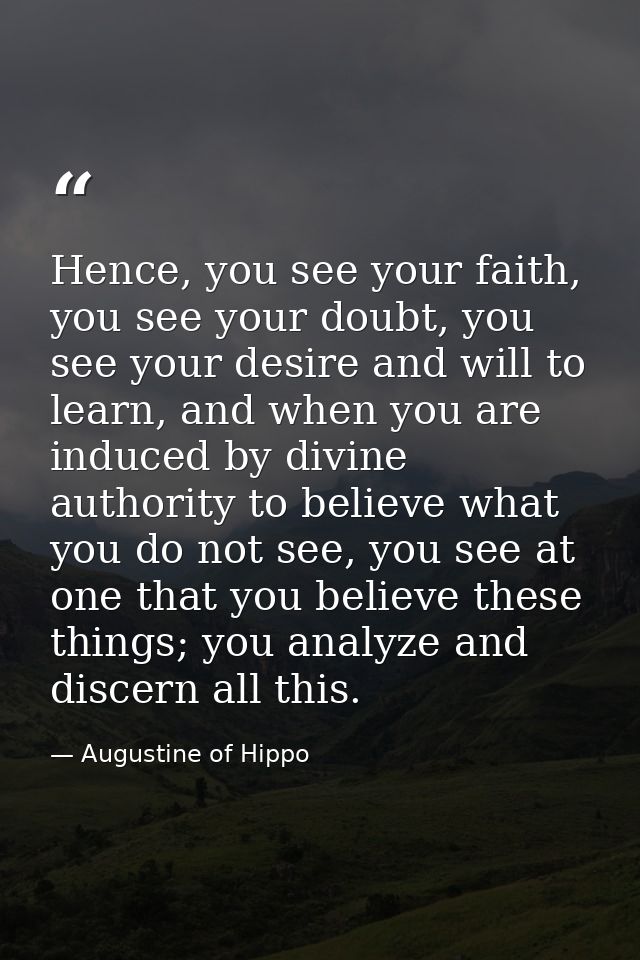 Hence, you see your faith, you see your doubt, you see your desire and will to learn, and when you are induced by divine — Augustine of Hippo