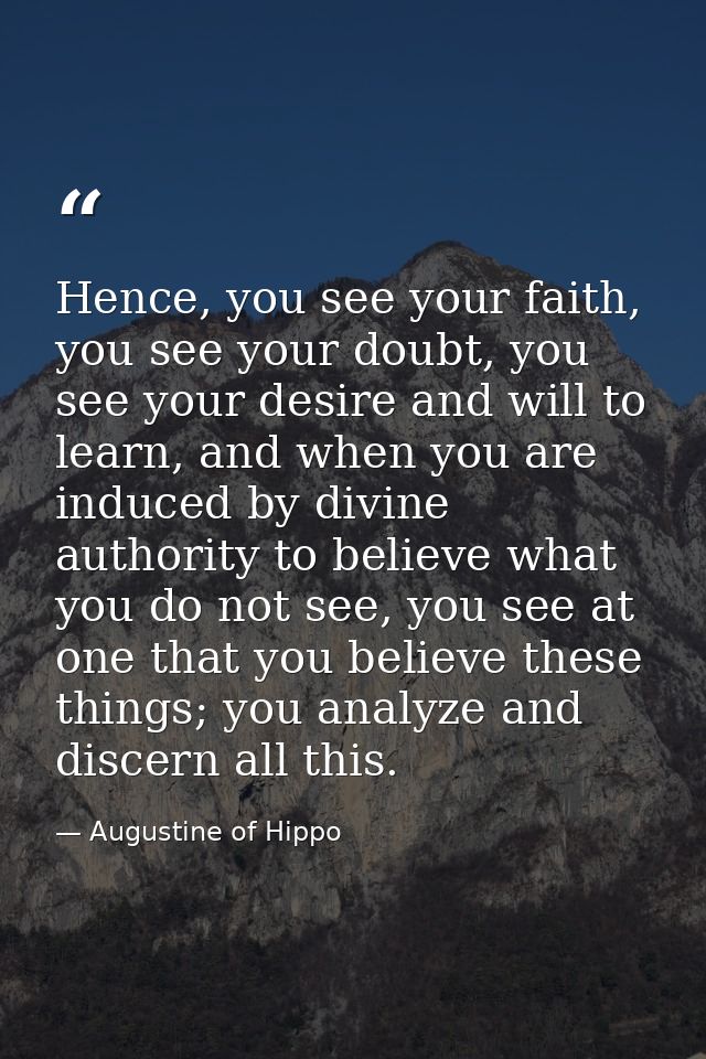 Hence, you see your faith, you see your doubt, you see your desire and will to learn, and when you are induced by divine — Augustine of Hippo