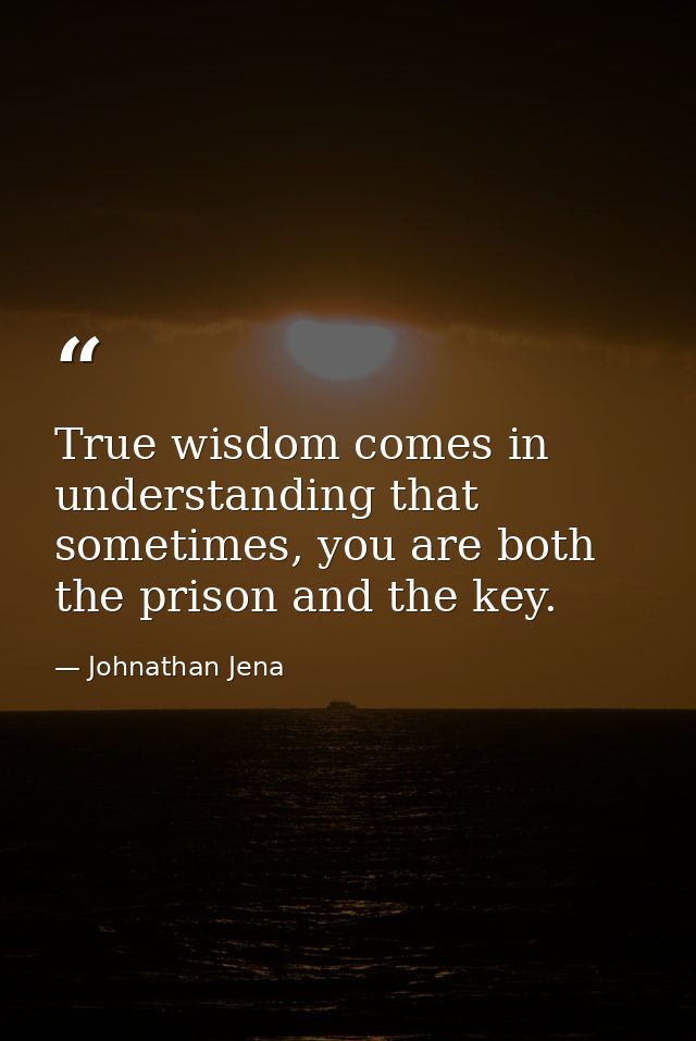 True wisdom comes in understanding that sometimes, you are both the prison and the key. — Johnathan Jena