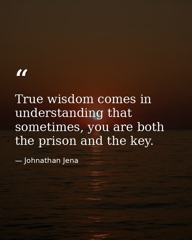 True wisdom comes in understanding that sometimes, you are both the prison and the key. — Johnathan Jena