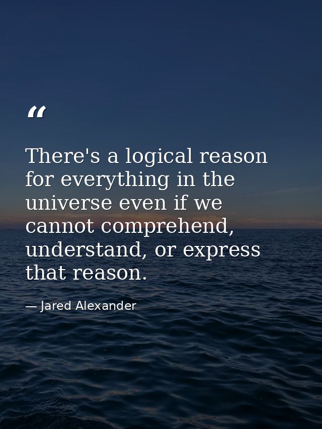 There's a logical reason for everything in the universe even if we cannot comprehend, understand, or express that reason — Jared Alexander