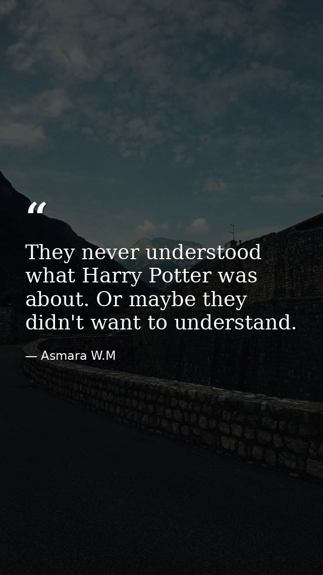 They never understood what Harry Potter was about. Or maybe they didn't want to understand. — Asmara W.M
