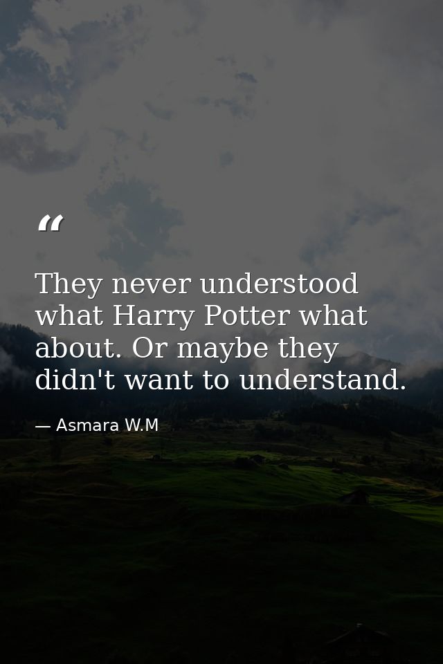 They never understood what Harry Potter what about. Or maybe they didn't want to understand. — Asmara W.M