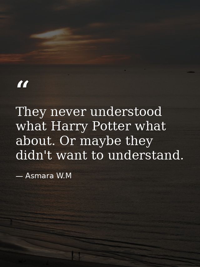 They never understood what Harry Potter what about. Or maybe they didn't want to understand. — Asmara W.M