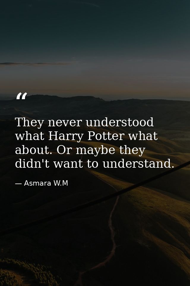 They never understood what Harry Potter what about. Or maybe they didn't want to understand. — Asmara W.M