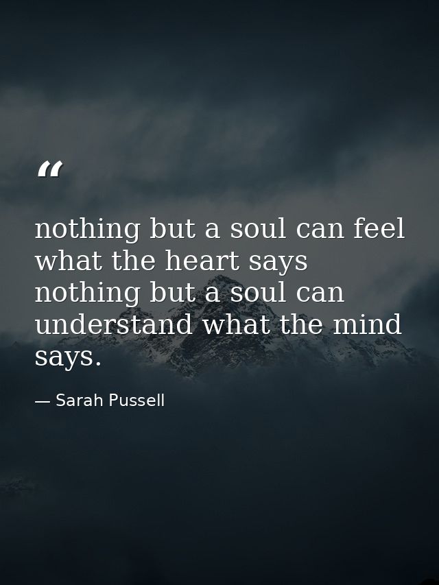 nothing but a soul can feel what the heart says nothing but a soul can understand what the mind says. — Sarah Pussell
