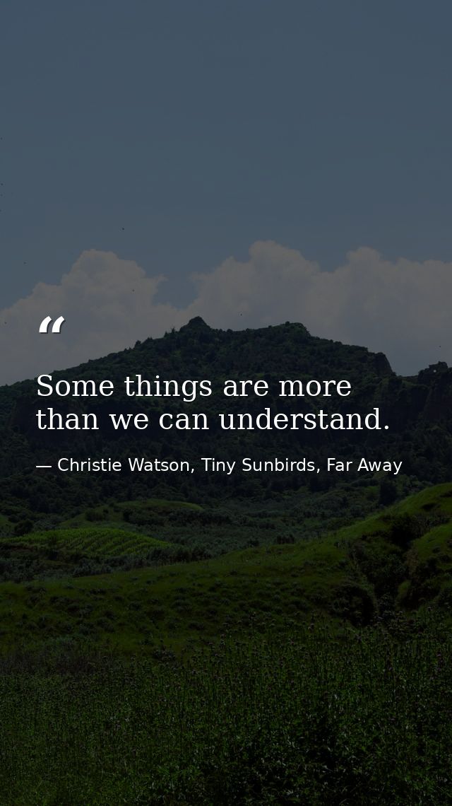 Some things are more than we can understand. — Christie Watson, Tiny Sunbirds, Far Away