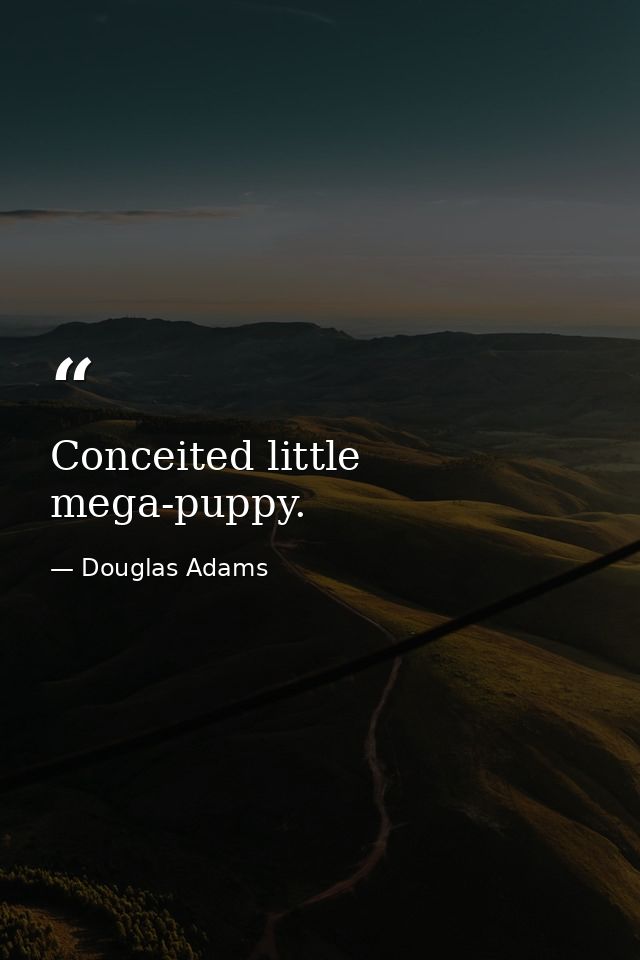 Conceited little mega-puppy. — Douglas Adams