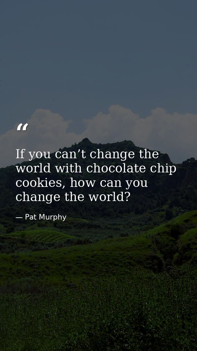 If you can’t change the world with chocolate chip cookies, how can you change the world? — Pat Murphy