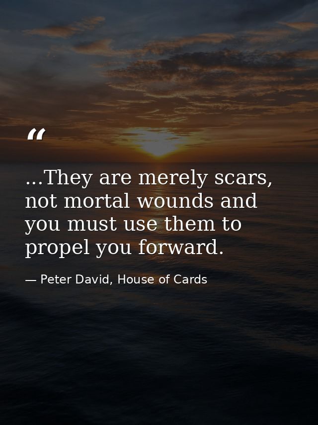 ...They are merely scars, not mortal wounds and you must use them to propel you forward. — Peter David, House of Cards