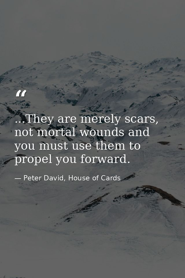...They are merely scars, not mortal wounds and you must use them to propel you forward. — Peter David, House of Cards