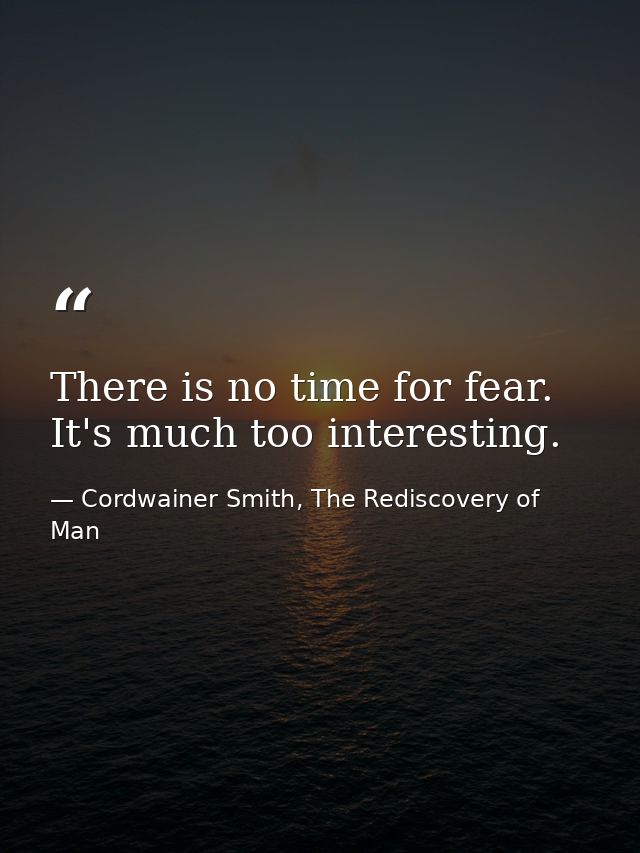 There is no time for fear. It's much too interesting. — Cordwainer Smith, The Rediscovery of Man