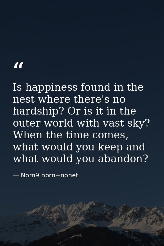 Is happiness found in the nest where there's no hardship? Or is it in the outer world with vast sky? When the time comes — Norn9 norn+nonet