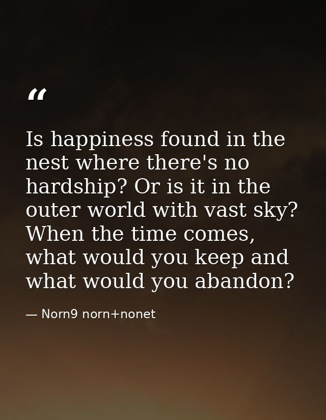 Is happiness found in the nest where there's no hardship? Or is it in the outer world with vast sky? When the time comes — Norn9 norn+nonet
