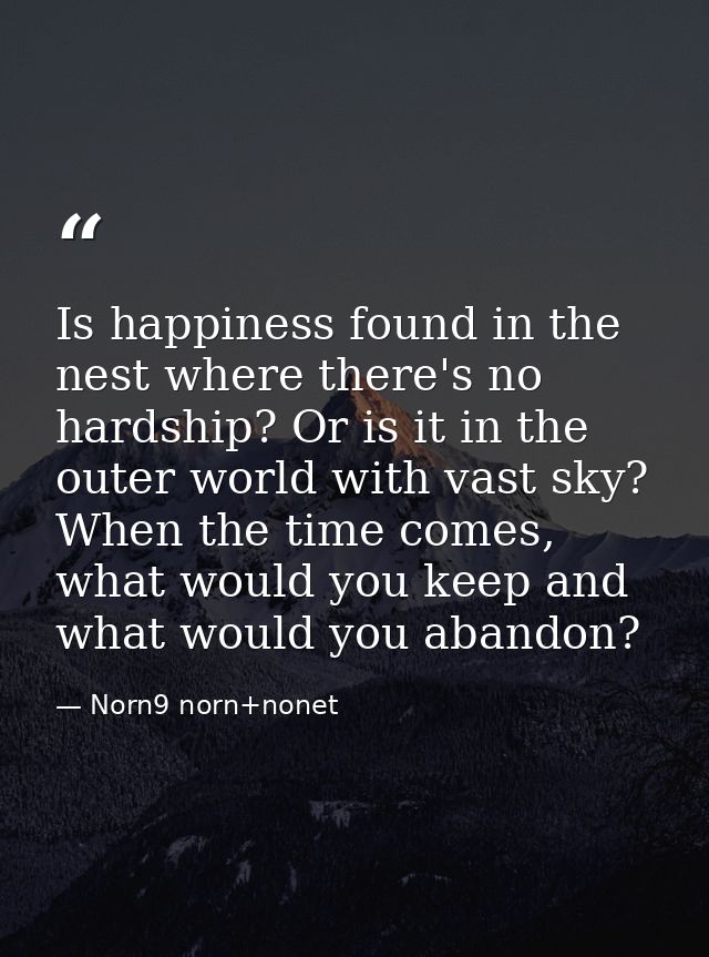 Is happiness found in the nest where there's no hardship? Or is it in the outer world with vast sky? When the time comes — Norn9 norn+nonet