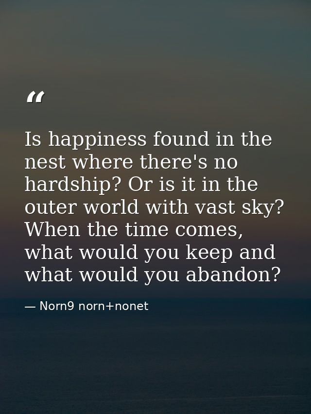 Is happiness found in the nest where there's no hardship? Or is it in the outer world with vast sky? When the time comes — Norn9 norn+nonet