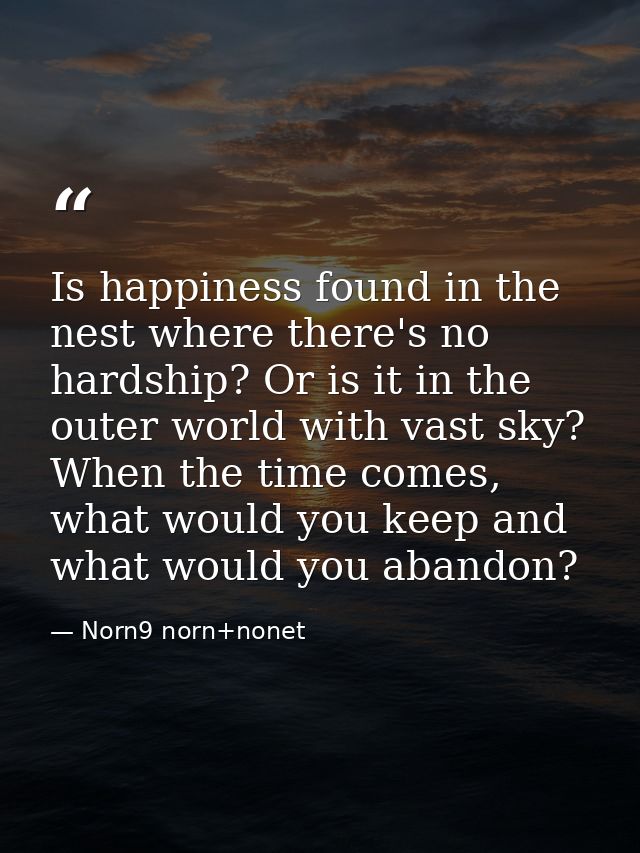 Is happiness found in the nest where there's no hardship? Or is it in the outer world with vast sky? When the time comes — Norn9 norn+nonet