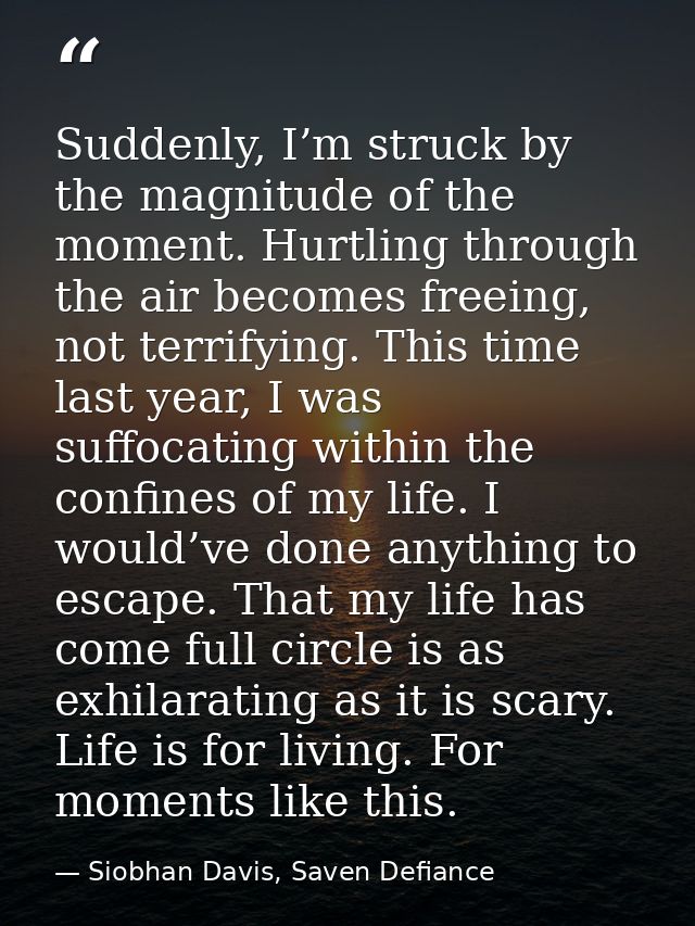 Suddenly, I’m struck by the magnitude of the moment. Hurtling through the air becomes freeing, not terrifying. This time — Siobhan Davis, Saven Defiance
