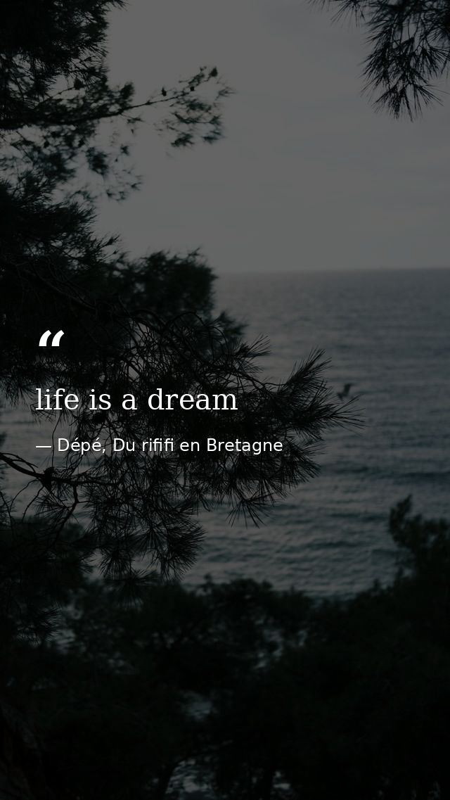 life is a dream — Dépé, Du rififi en Bretagne