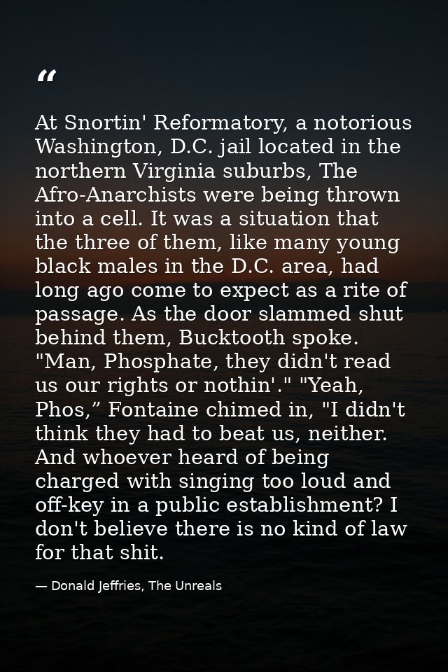 At Snortin' Reformatory, a notorious Washington, D.C. jail located in the northern Virginia suburbs, The Afro-Anarchists — Donald Jeffries, The Unreals