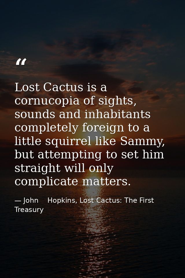 Lost Cactus is a cornucopia of sights, sounds and inhabitants completely foreign to a little squirrel like Sammy, but at — John    Hopkins, Lost Cactus: The First Treasury