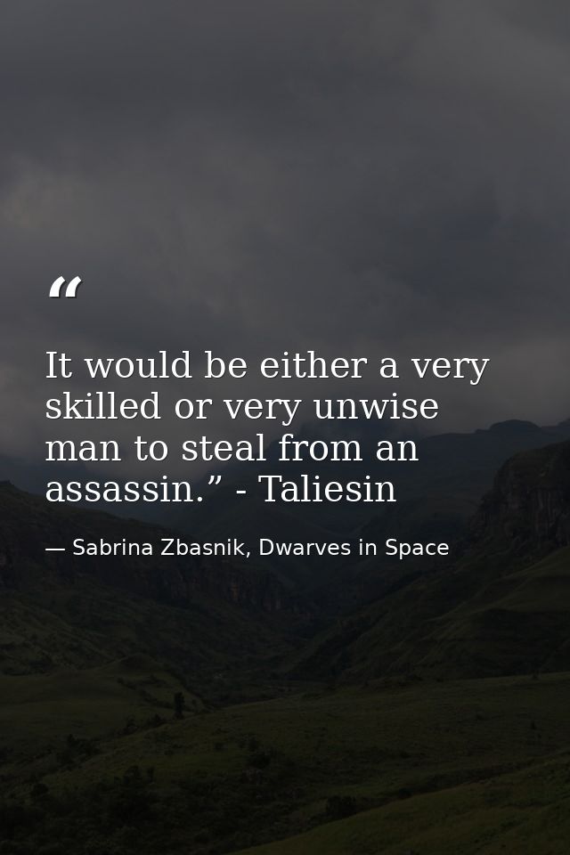 It would be either a very skilled or very unwise man to steal from an assassin.” - Taliesin — Sabrina Zbasnik, Dwarves in Space