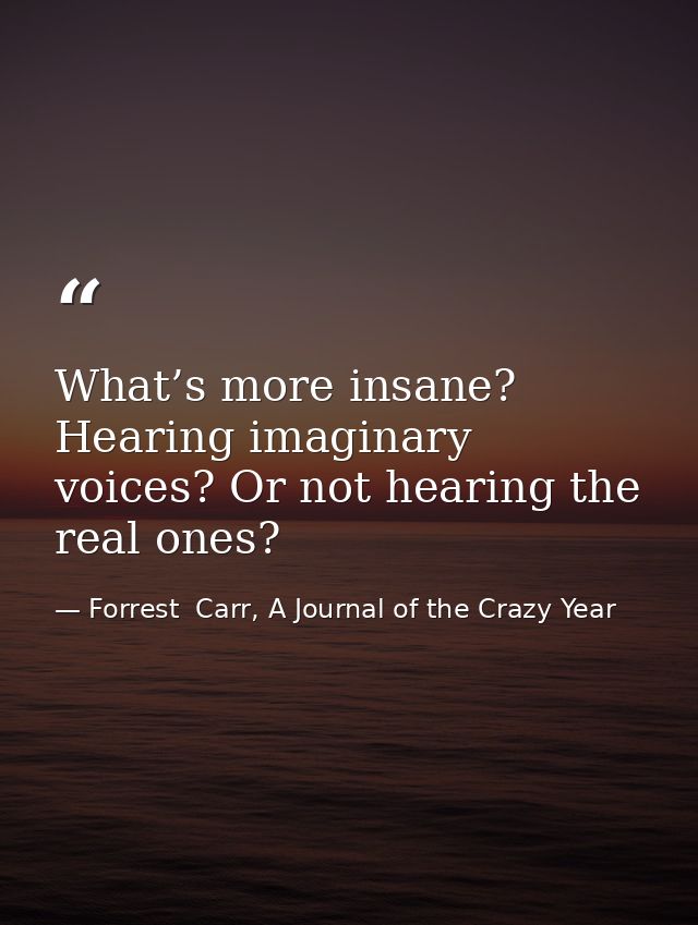 What’s more insane? Hearing imaginary voices? Or not hearing the real ones? — Forrest  Carr, A Journal of the Crazy Year