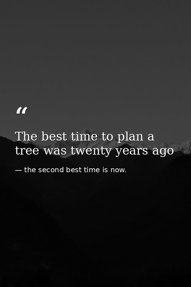The best time to plan a tree was twenty years ago — the second best time is now.