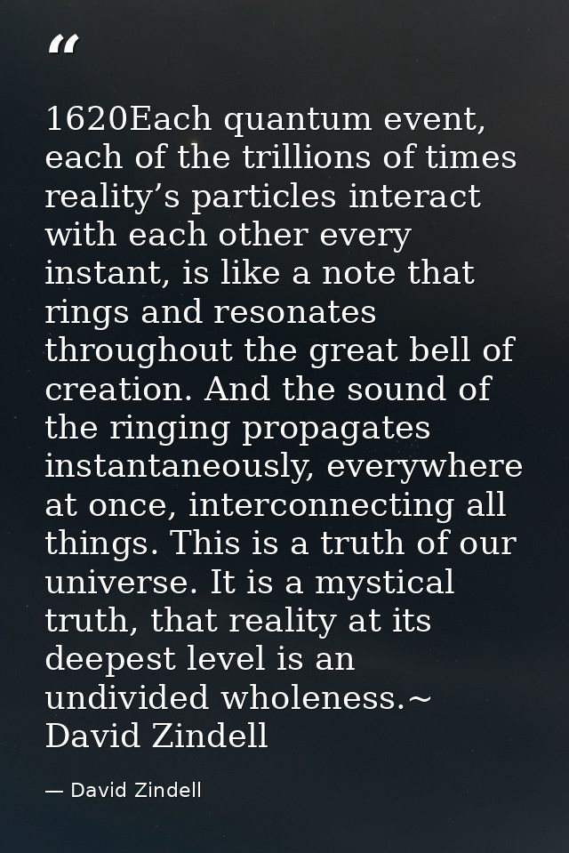 1620Each quantum event, each of the trillions of times reality’s particles interact with each other every instant, is li — David Zindell