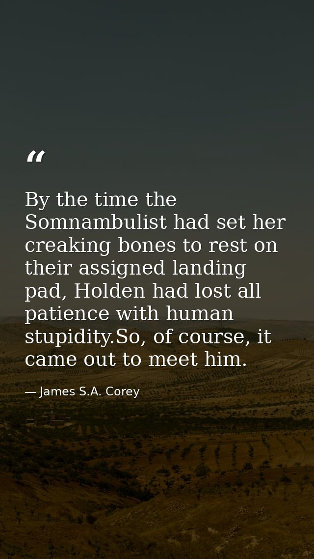 By the time the Somnambulist had set her creaking bones to rest on their assigned landing pad, Holden had lost all patie — James S.A. Corey