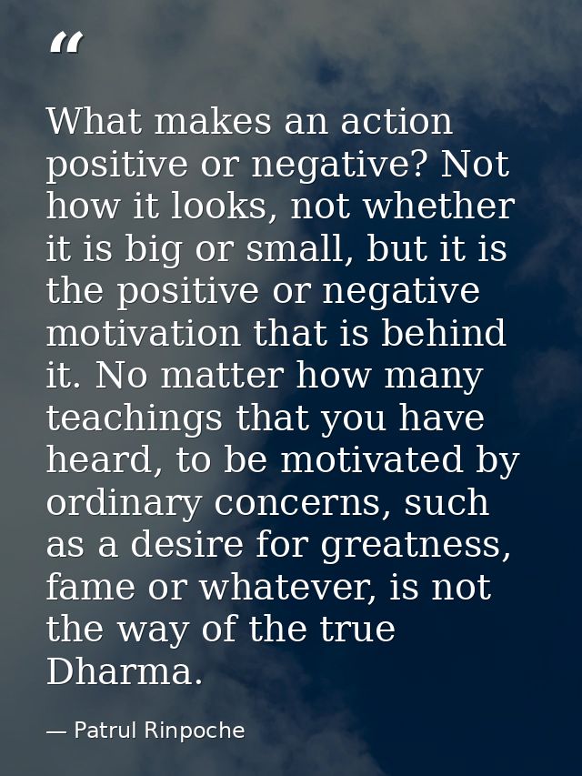 What makes an action positive or negative? Not how it looks, not whether it is big or small, but it is the positive or n — Patrul Rinpoche