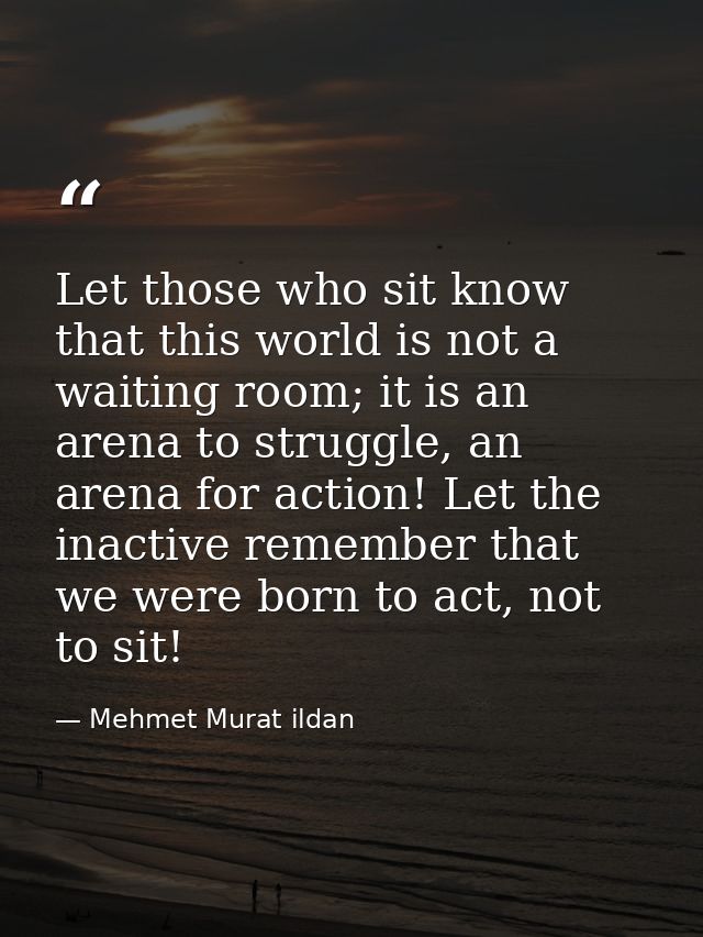 Let those who sit know that this world is not a waiting room; it is an arena to struggle, an arena for action! Let the i — Mehmet Murat ildan