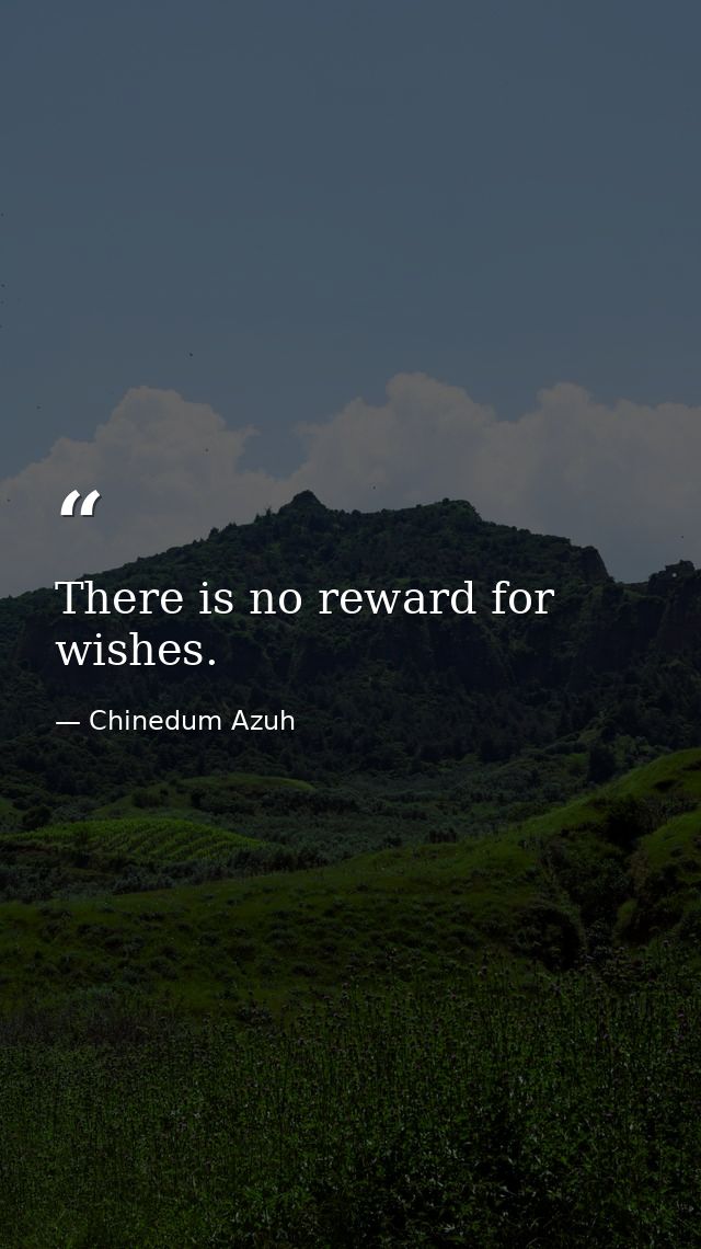 There is no reward for wishes. — Chinedum Azuh