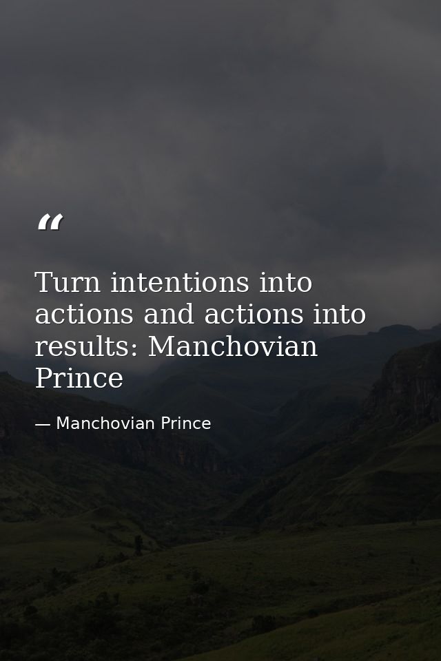Turn intentions into actions and actions into results: Manchovian Prince — Manchovian Prince