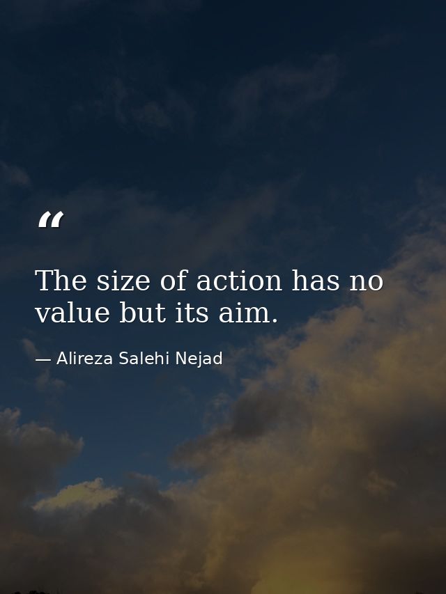 The size of action has no value but its aim. — Alireza Salehi Nejad