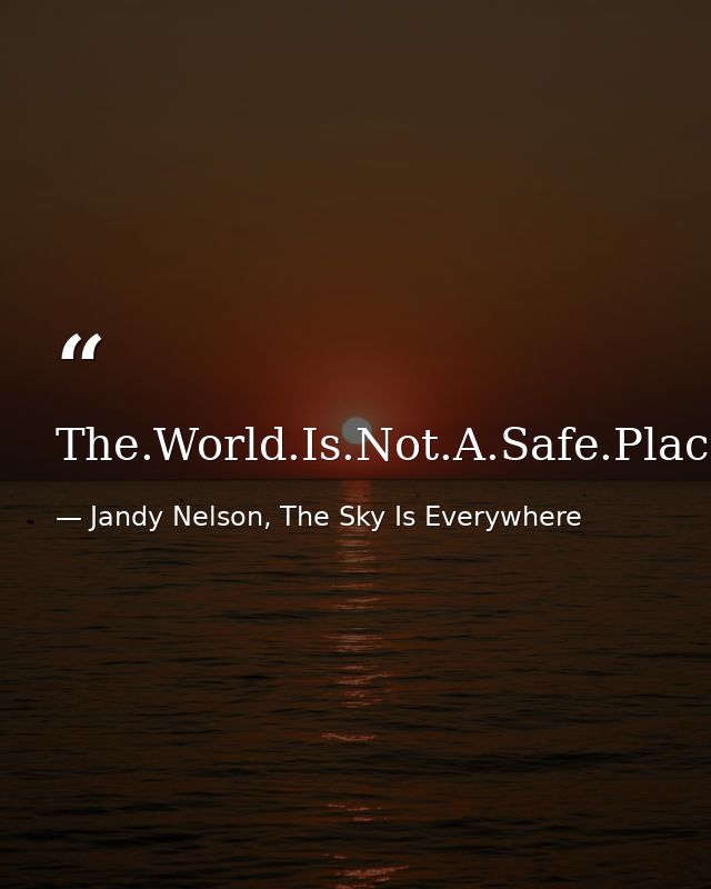 The.World.Is.Not.A.Safe.Place. — Jandy Nelson, The Sky Is Everywhere