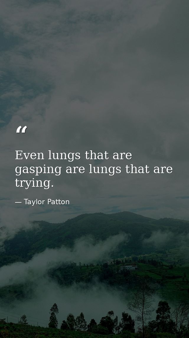 Even lungs that are gasping are lungs that are trying. — Taylor Patton