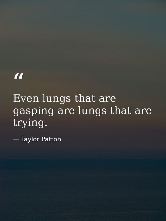 Even lungs that are gasping are lungs that are trying. — Taylor Patton