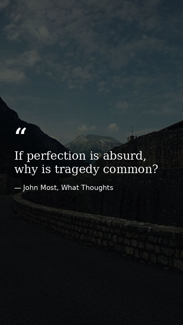 If perfection is absurd, why is tragedy common? — John Most, What Thoughts