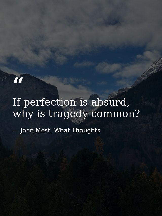 If perfection is absurd, why is tragedy common? — John Most, What Thoughts